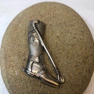 Equestrian Boot & Polo Mallet Brooch/Pin, Sterling Silver
